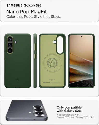 Spigen Nano Pop MagFit Samsung Galaxy S26 Ultra Hoesje MagSafe Back Cover Groen afbeelding 4