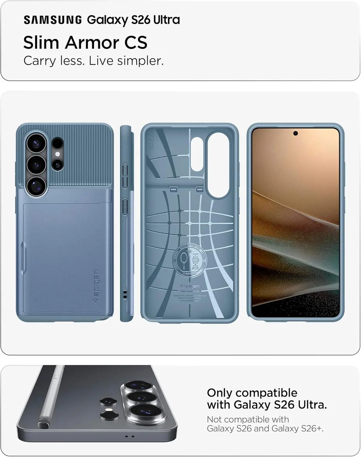Spigen Slim Armor CS Samsung Galaxy S26 Ultra Hoesje Back Cover Blauw afbeelding 7