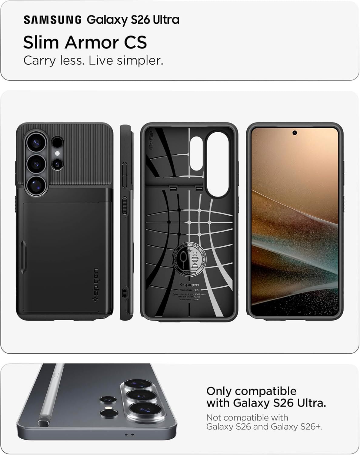 Spigen Slim Armor CS Samsung Galaxy S26 Ultra Hoesje Back Cover Zwart afbeelding 3