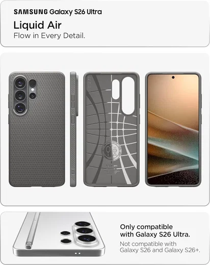 Spigen Liquid Air Samsung Galaxy S26 Ultra Hoesje Back Cover Grijs afbeelding 3