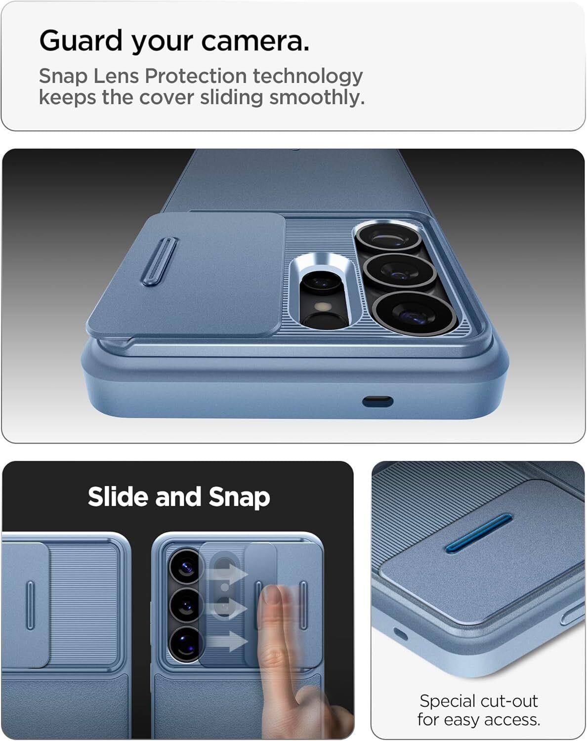 Spigen Optik Armor Samsung Galaxy S26 Ultra Hoesje Camera Slider Blauw afbeelding 4