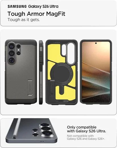 Spigen Tough Armor Samsung Galaxy S26 Ultra Hoesje MagSafe Back Cover Gunmetal afbeelding 3
