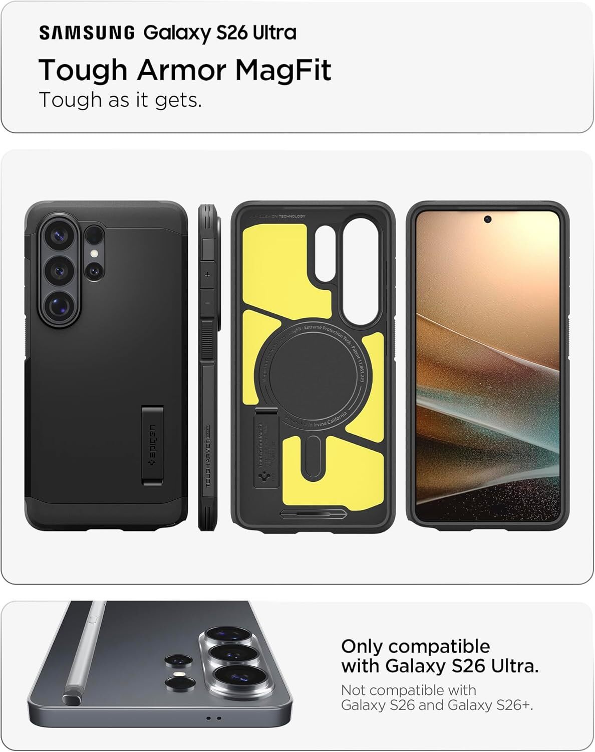 Spigen Tough Armor Samsung Galaxy S26 Ultra Hoesje MagSafe Back Cover Zwart afbeelding 2