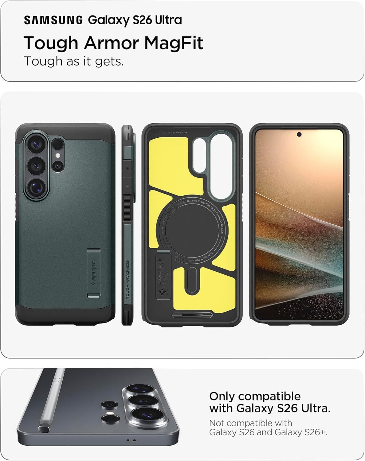 Spigen Tough Armor Samsung Galaxy S26 Ultra Hoesje MagSafe Back Cover Groen afbeelding 3