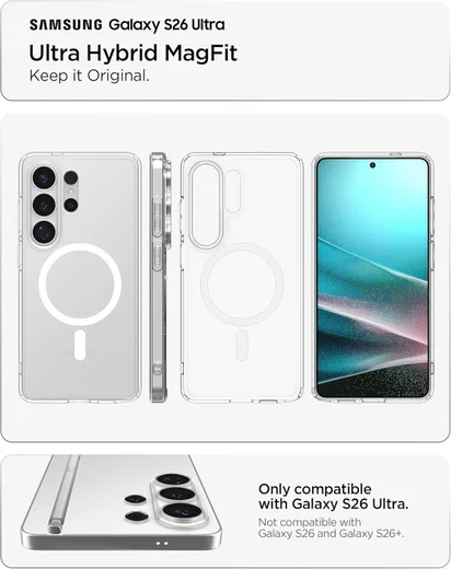 Spigen Ultra Hybrid MagFit Samsung S26 Ultra Hoesje MagSafe Clear Wit afbeelding 4