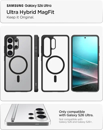 Spigen Ultra Hybrid MagFit Samsung S26 Ultra Hoesje MagSafe Matte Zwart afbeelding 3