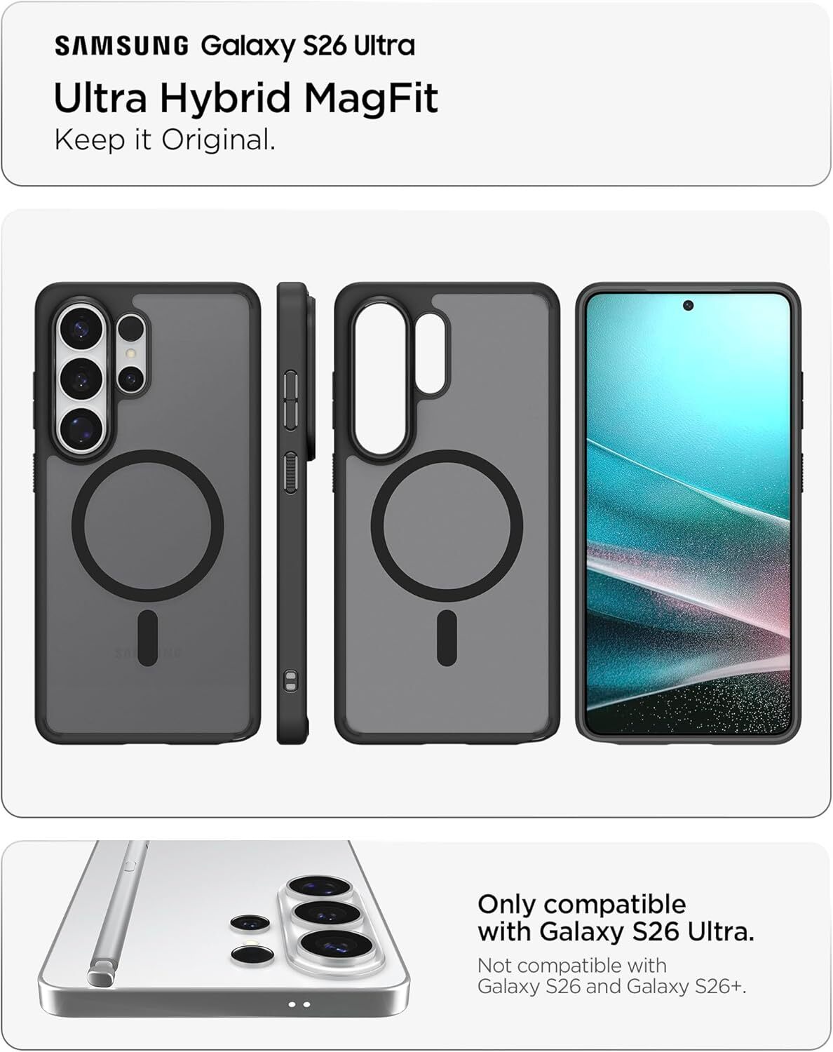 Spigen Ultra Hybrid MagFit Samsung S26 Ultra Hoesje MagSafe Frost Zwart afbeelding 4