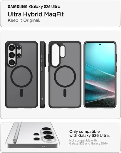 Spigen Ultra Hybrid MagFit Samsung S26 Ultra Hoesje MagSafe Frost Zwart afbeelding 4