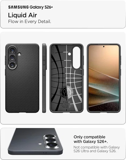 Spigen Liquid Air Samsung Galaxy S26 Plus Hoesje Back Cover Matte Zwart afbeelding 3