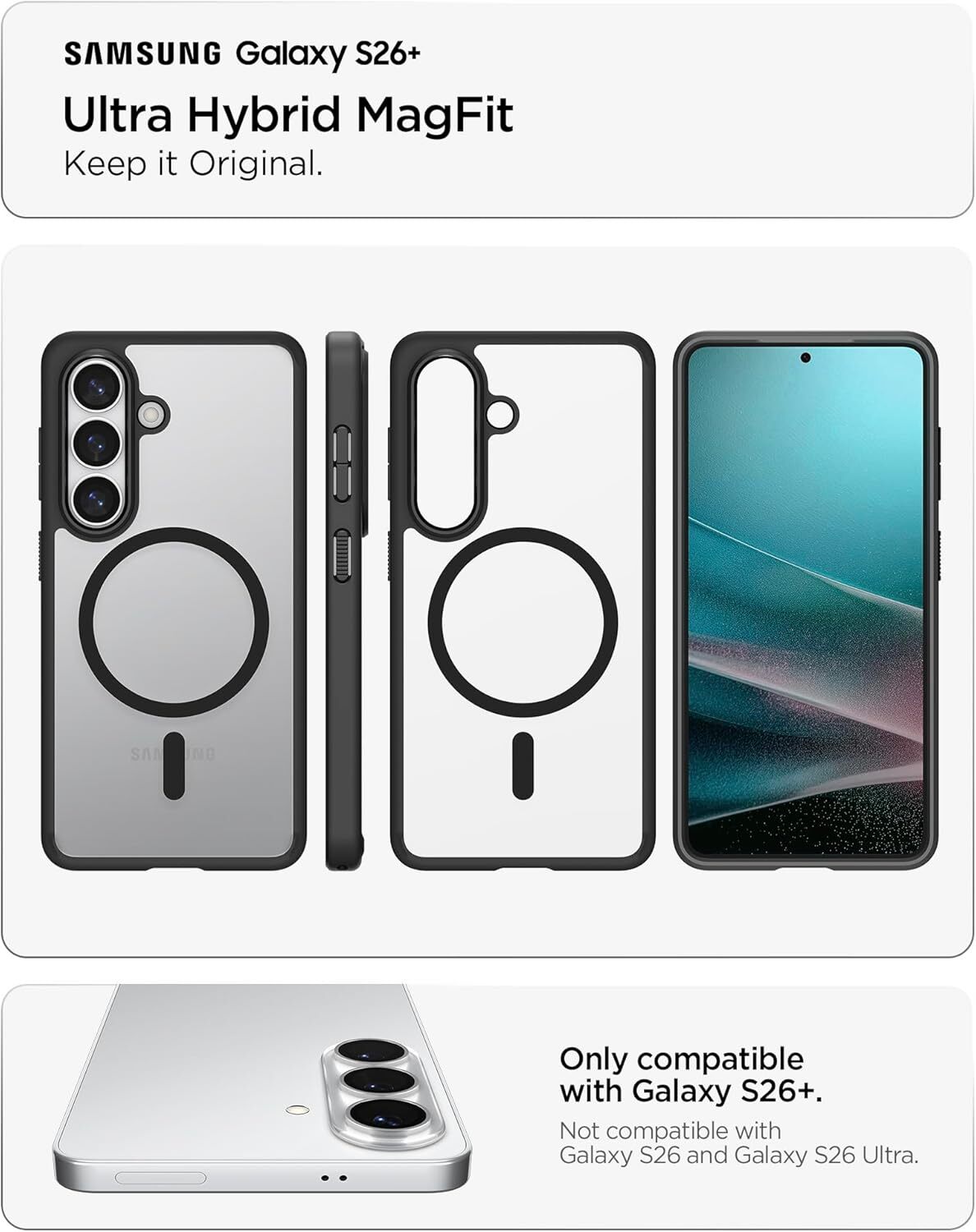 Spigen Ultra Hybrid MagFit Samsung Galaxy S26 Plus Hoesje MagSafe Matte Zwart afbeelding 4