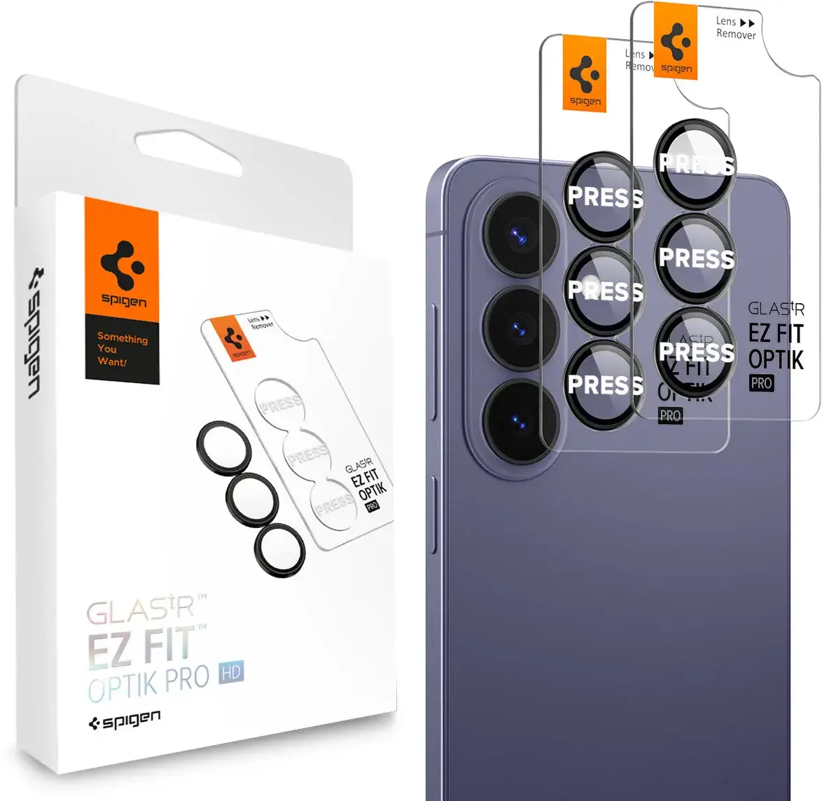 Spigen EZ Fit Optik Pro Samsung S26 Plus Camera Lens Protector Zwart (2-Pack) afbeelding 1