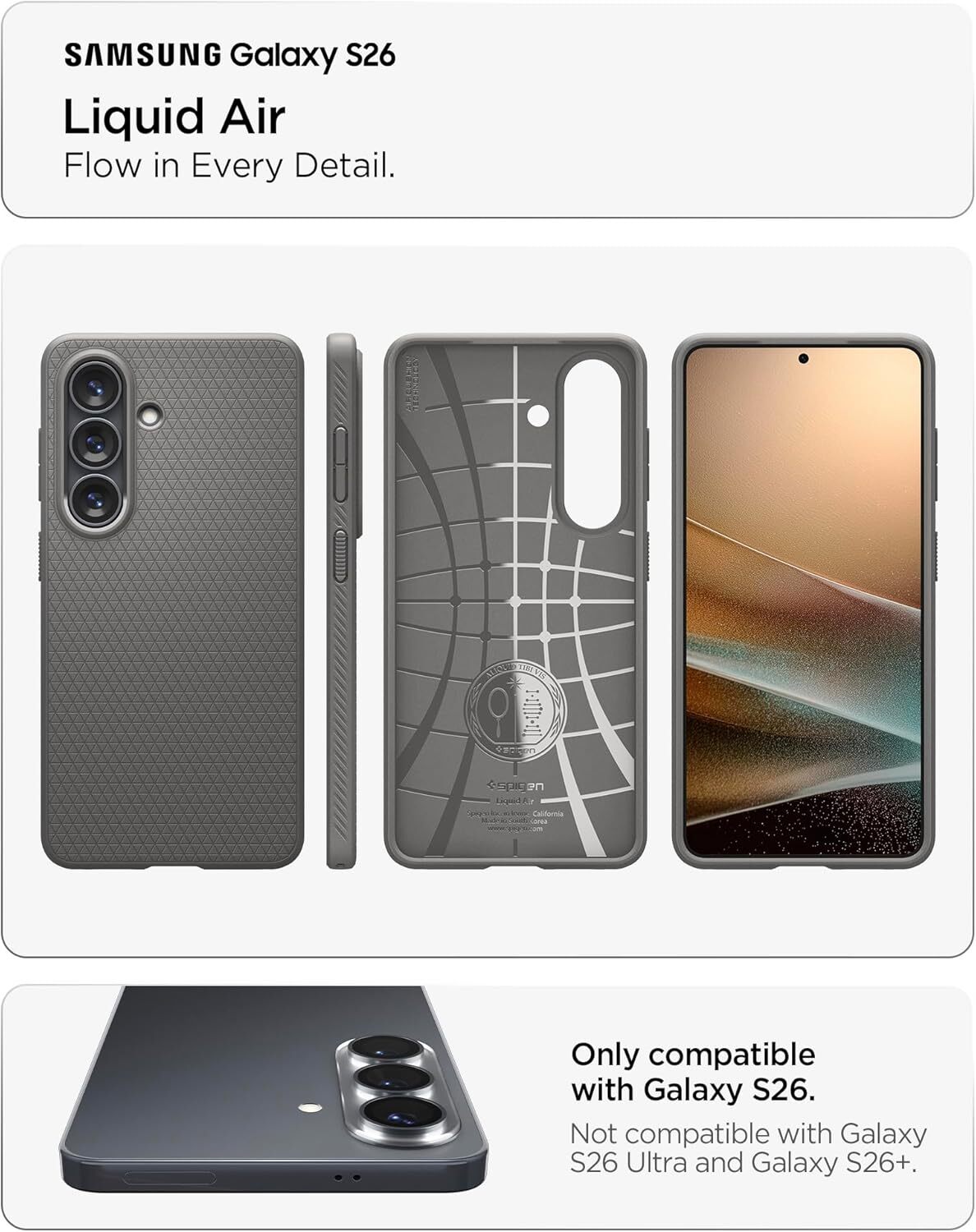 Spigen Liquid Air Samsung Galaxy S26 Hoesje Back Cover Grijs afbeelding 3