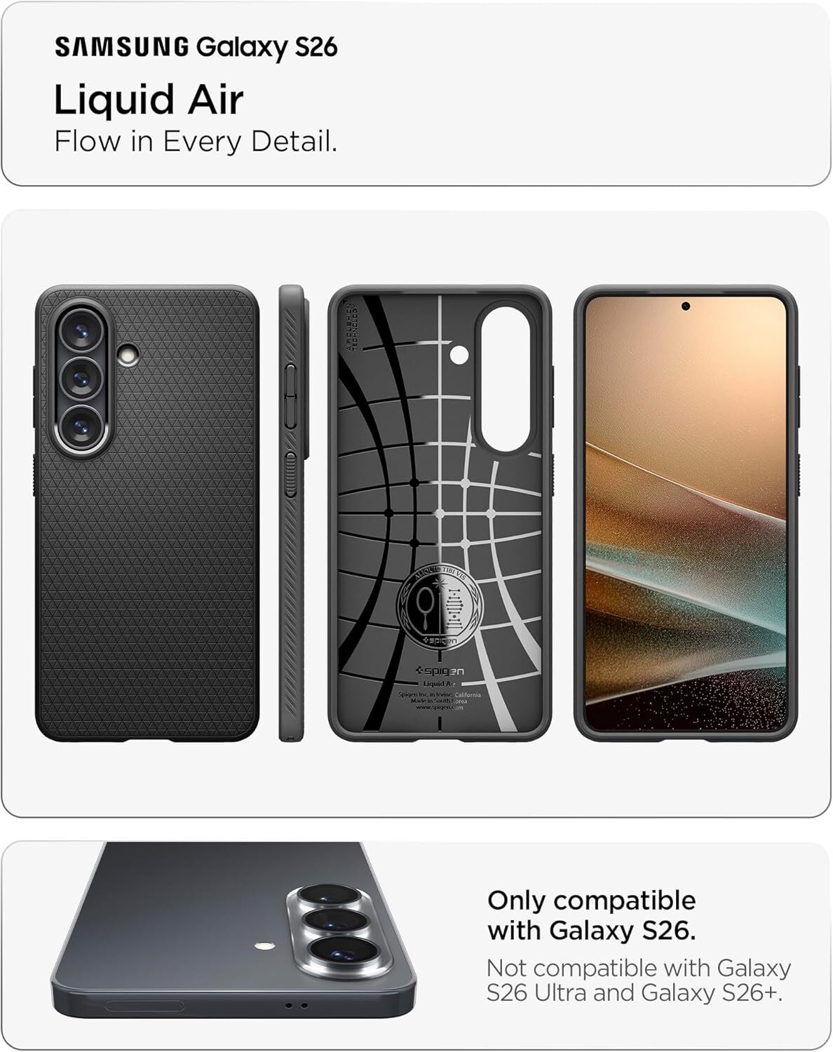 Spigen Liquid Air Samsung Galaxy S26 Hoesje Back Cover Matte Zwart afbeelding 3