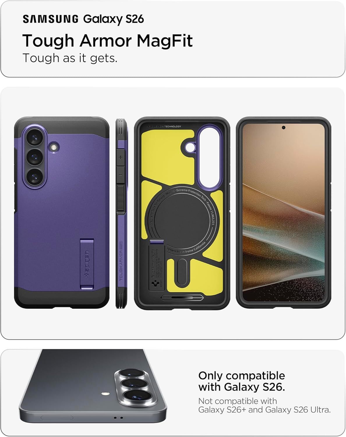 Spigen Tough Armor Samsung Galaxy S26 Hoesje MagSafe Back Cover Violet afbeelding 4