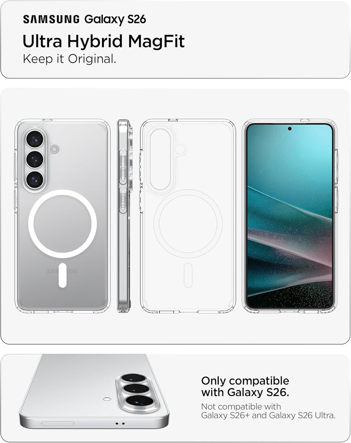 Spigen Ultra Hybrid MagFit Samsung Galaxy S26 Hoesje MagSafe Transparant Wit afbeelding 4