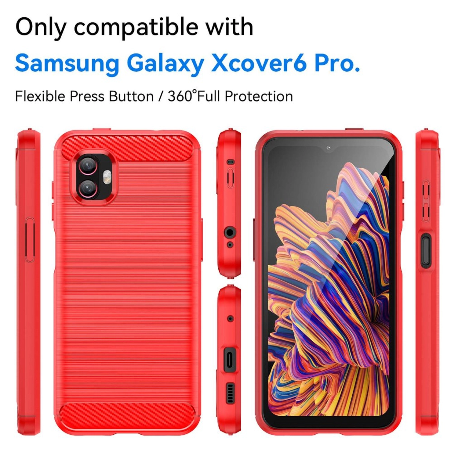 Samsung Galaxy Xcover 6 Pro Hoesje Geborsteld TPU Back Cover Rood afbeelding 7