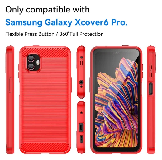 Samsung Galaxy Xcover 6 Pro Hoesje Geborsteld TPU Back Cover Rood afbeelding 7