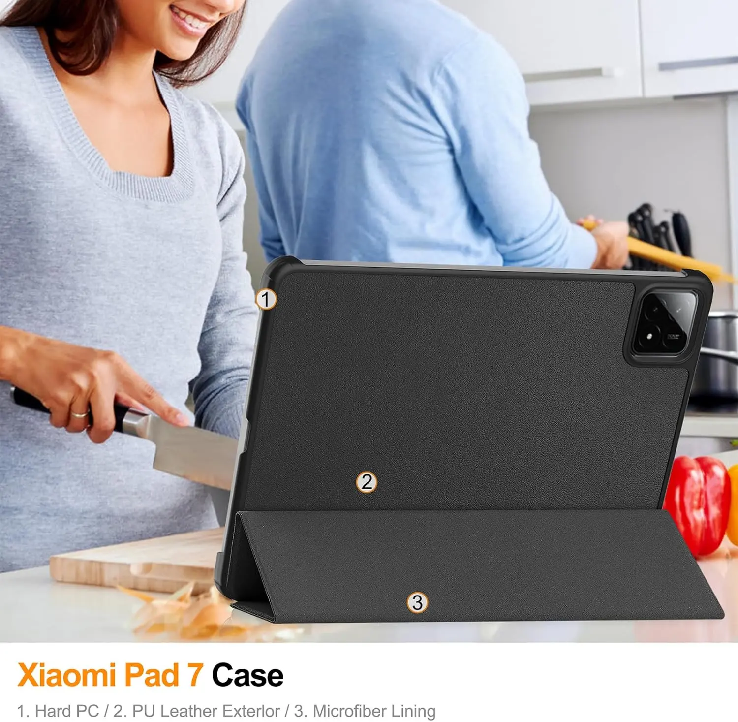 Xiaomi Pad 7 / 7 Pro Hoes Tri-Fold Book Case met Standaard Zwart afbeelding 8