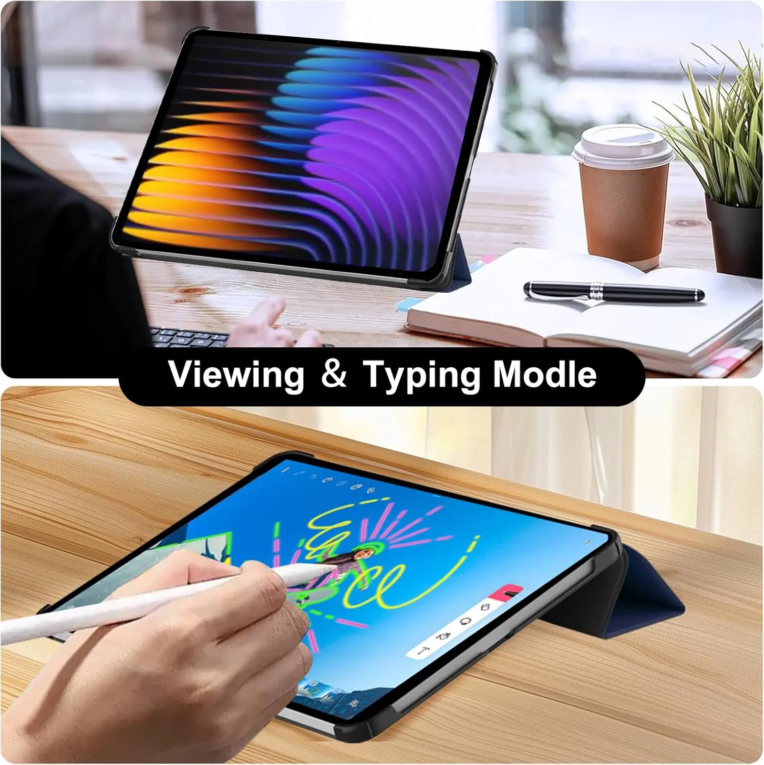 Xiaomi Pad 7 / 7 Pro Hoes Tri-Fold Book Case met Standaard Blauw afbeelding 6