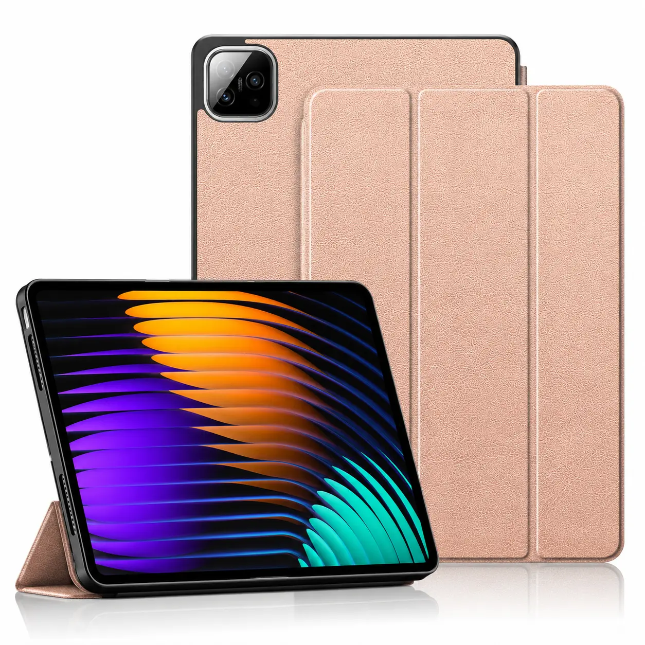 Xiaomi Pad 7 / 7 Pro Hoes Tri-Fold Book Case met Standaard Roze Goud afbeelding 1