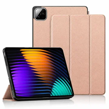 Xiaomi Pad 7 / 7 Pro Hoes Tri-Fold Book Case met Standaard Roze Goud