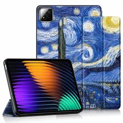 Xiaomi Pad 7 / 7 Pro Hoes Tri-Fold Book Case met Standaard Sterren Nacht afbeelding