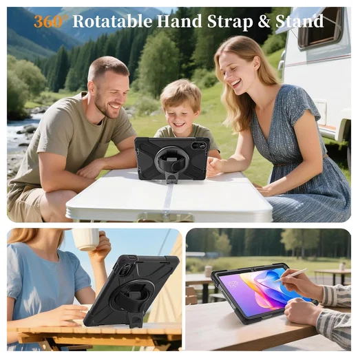 Xiaomi Redmi Pad 2 Hoes Back Cover met Kickstand en Handriem Zwart afbeelding 6