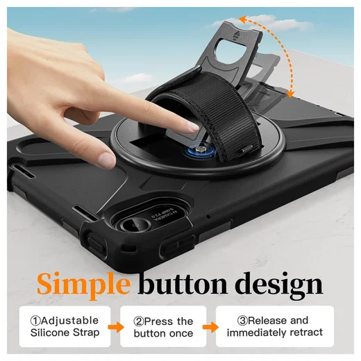 Xiaomi Redmi Pad 2 Hoes Back Cover met Kickstand en Handriem Zwart afbeelding 7