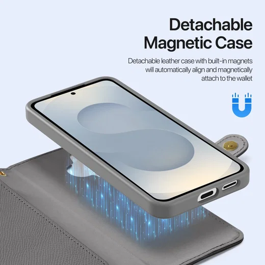 Dux Ducis Lawa Samsung S26 Plus Hoesje 2-in-1 Wallet Book Case MagSafe Grijs afbeelding 8