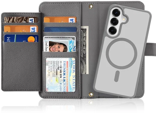 Dux Ducis Lawa Samsung S26 Plus Hoesje 2-in-1 Wallet Book Case MagSafe Grijs afbeelding 5