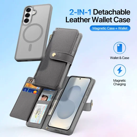 Dux Ducis Lawa Samsung S26 Plus Hoesje 2-in-1 Wallet Book Case MagSafe Grijs afbeelding 6