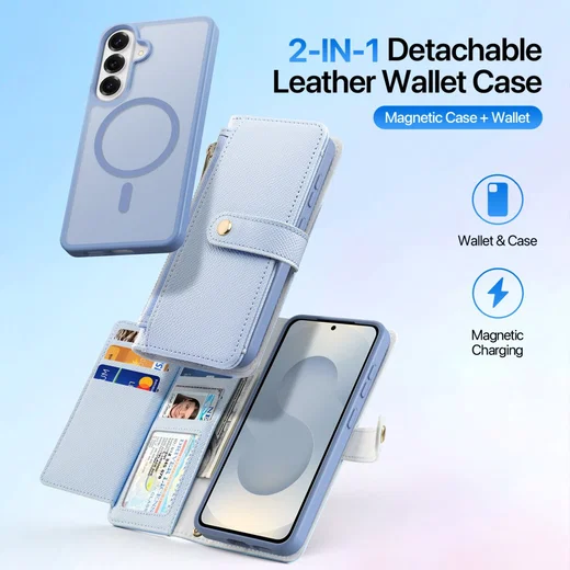 Dux Ducis Lawa Samsung S26 Plus Hoesje 2-in-1 Wallet Book Case MagSafe Blauw afbeelding 6