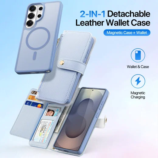 Dux Ducis Lawa Samsung S26 Ultra Hoesje 2-in-1 Wallet Book Case MagSafe Blauw afbeelding 2