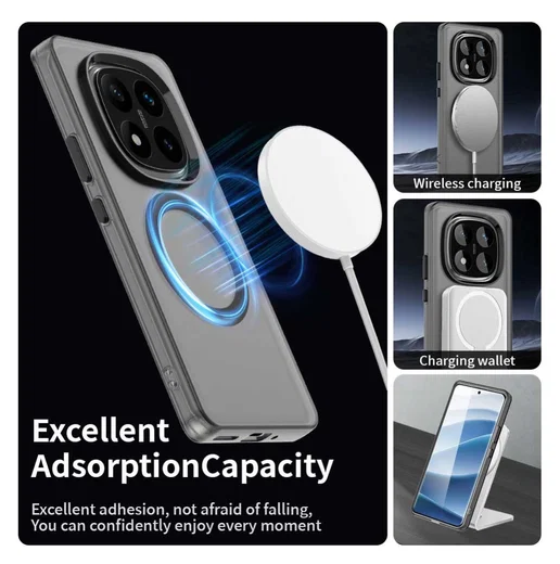 Poco X7 Redmi Note 14 Pro 5G Hoesje MagSafe Backcover Semi-Transparant & Zwart afbeelding 5