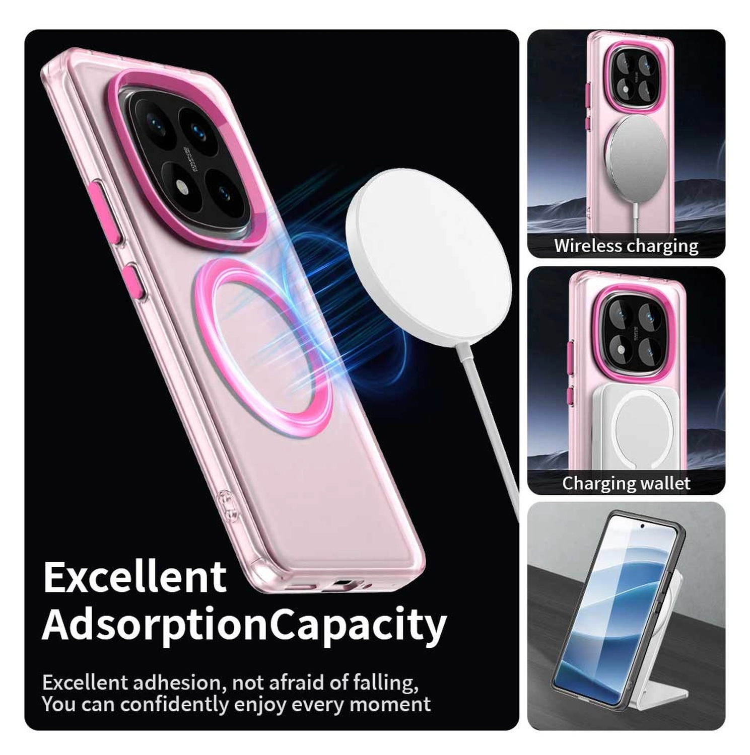 Xiaomi Poco X7 / Redmi Note 14 Pro 5G Hoesje MagSafe Semi-Transparant & Roze afbeelding 6