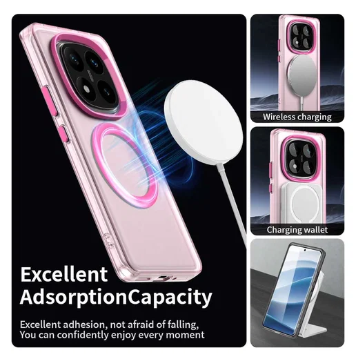 Xiaomi Poco X7 / Redmi Note 14 Pro 5G Hoesje MagSafe Semi-Transparant & Roze afbeelding 6