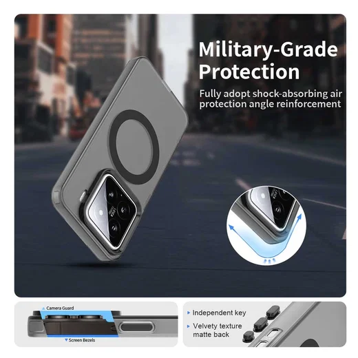 Xiaomi 15 Hoesje MagSafe Backcover Semi-Transparant & Zwart afbeelding 4