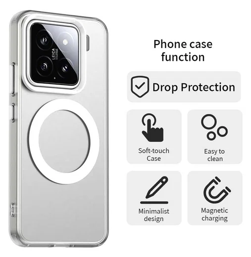 Xiaomi 15 Hoesje MagSafe Backcover Semi-Transparant & Wit afbeelding 2