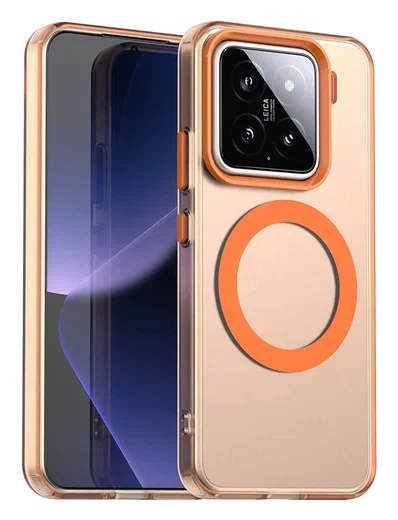 Xiaomi 15 Hoesje MagSafe Backcover Semi-Transparant & Oranje afbeelding 1