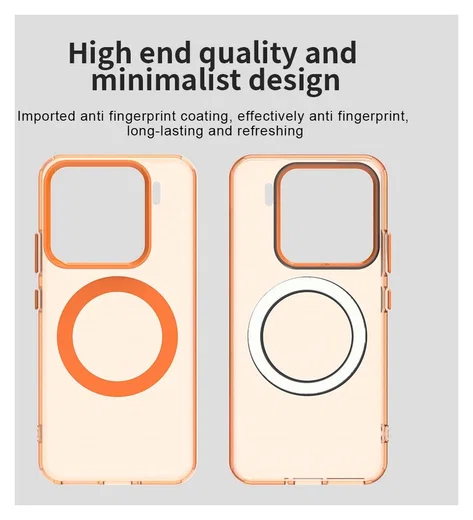 Xiaomi 15 Hoesje MagSafe Backcover Semi-Transparant & Oranje afbeelding 9