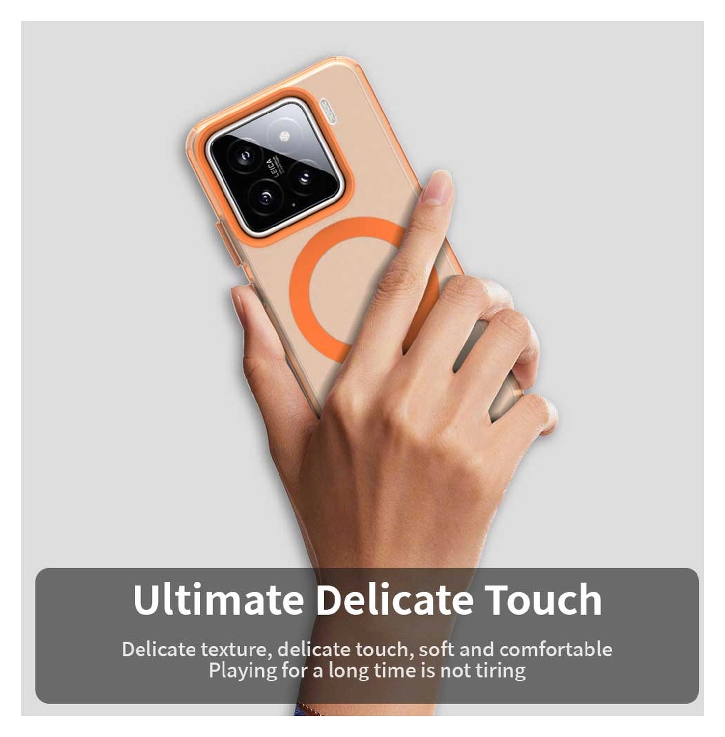 Xiaomi 15 Hoesje MagSafe Backcover Semi-Transparant & Oranje afbeelding 10