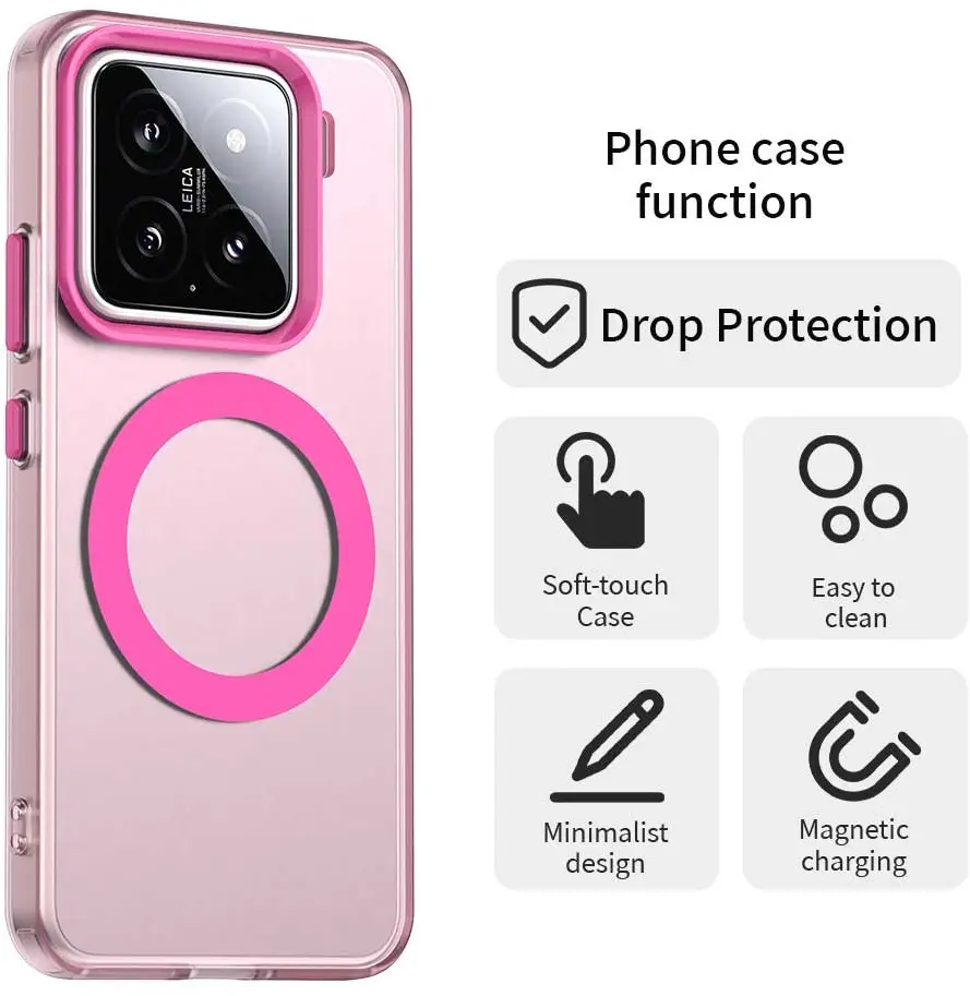 Xiaomi 15 Hoesje MagSafe Backcover Semi-Transparant & Roze afbeelding 5