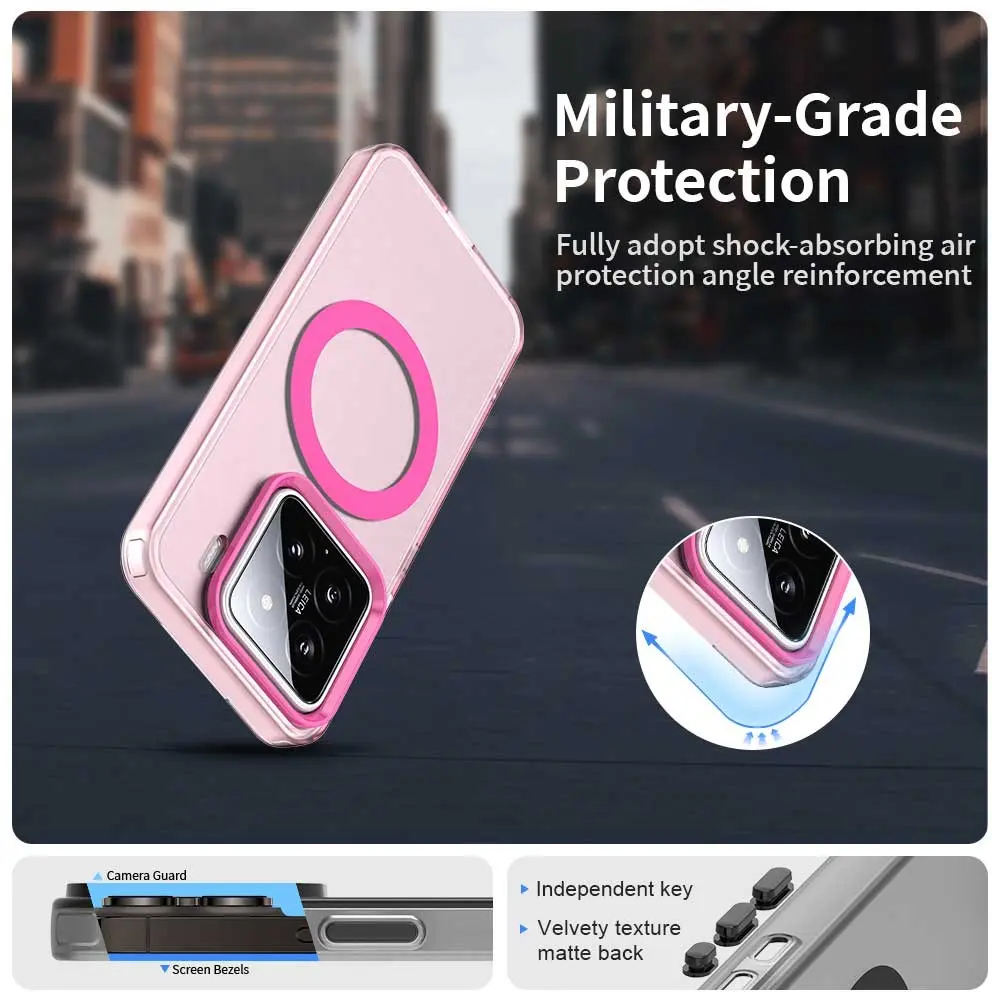 Xiaomi 15 Hoesje MagSafe Backcover Semi-Transparant & Roze afbeelding 2
