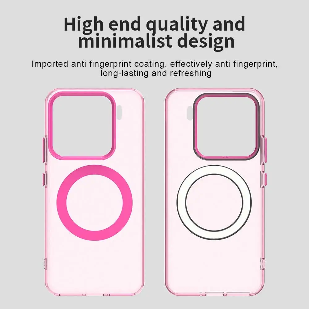 Xiaomi 15 Hoesje MagSafe Backcover Semi-Transparant & Roze afbeelding 7