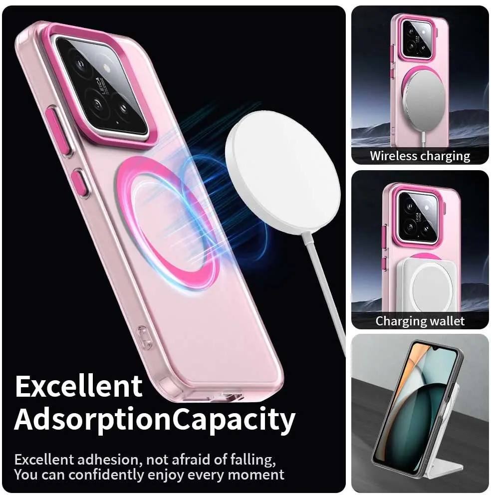 Xiaomi 15 Hoesje MagSafe Backcover Semi-Transparant & Roze afbeelding 3
