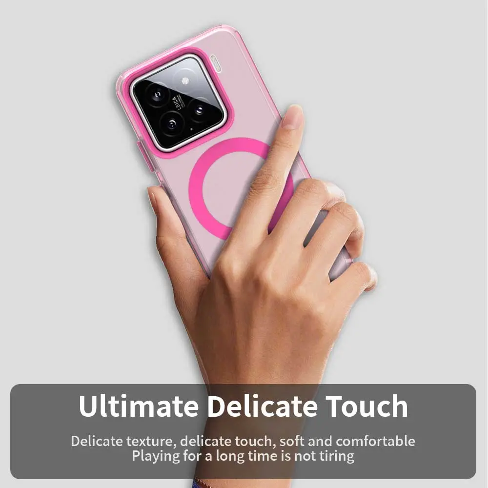 Xiaomi 15 Hoesje MagSafe Backcover Semi-Transparant & Roze afbeelding 6