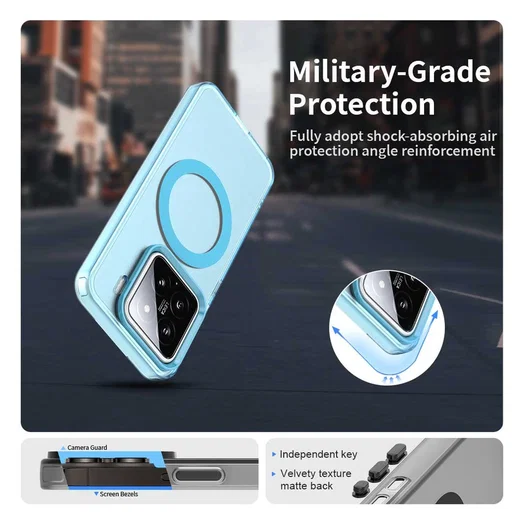 Xiaomi 15 Hoesje MagSafe Backcover Semi-Transparant & Blauw afbeelding 2