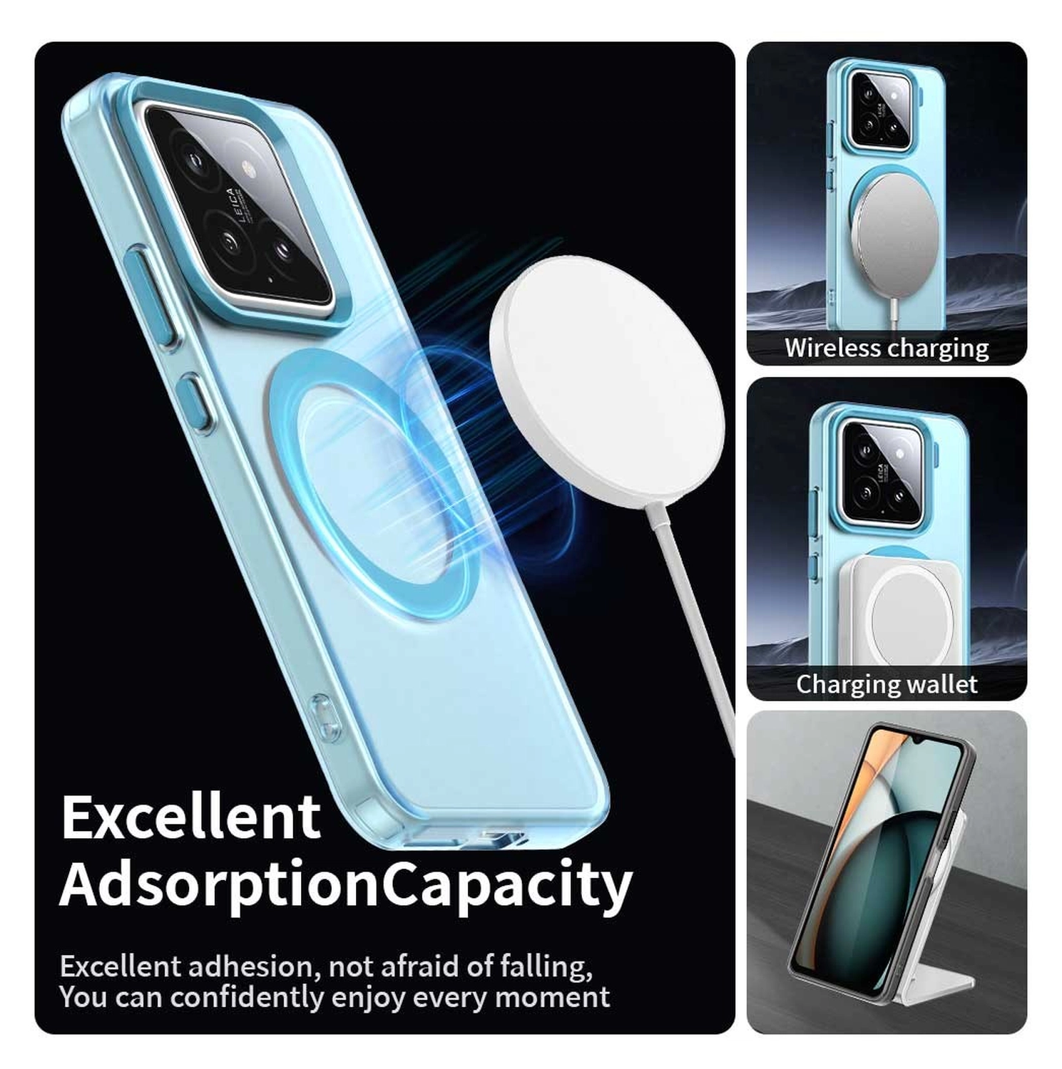 Xiaomi 15 Hoesje MagSafe Backcover Semi-Transparant & Blauw afbeelding 4