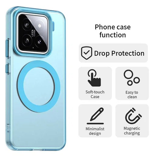 Xiaomi 15 Hoesje MagSafe Backcover Semi-Transparant & Blauw afbeelding 6