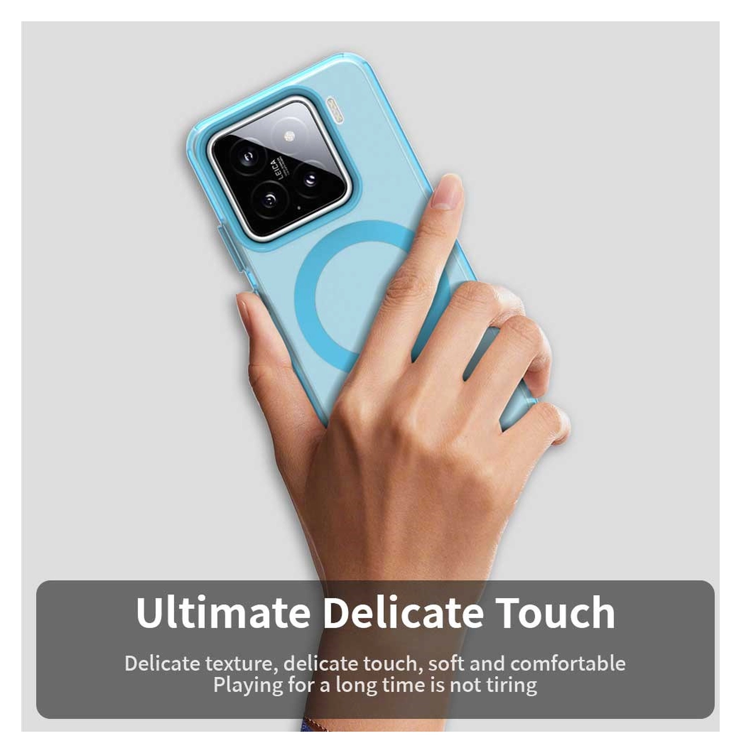 Xiaomi 15 Hoesje MagSafe Backcover Semi-Transparant & Blauw afbeelding 9